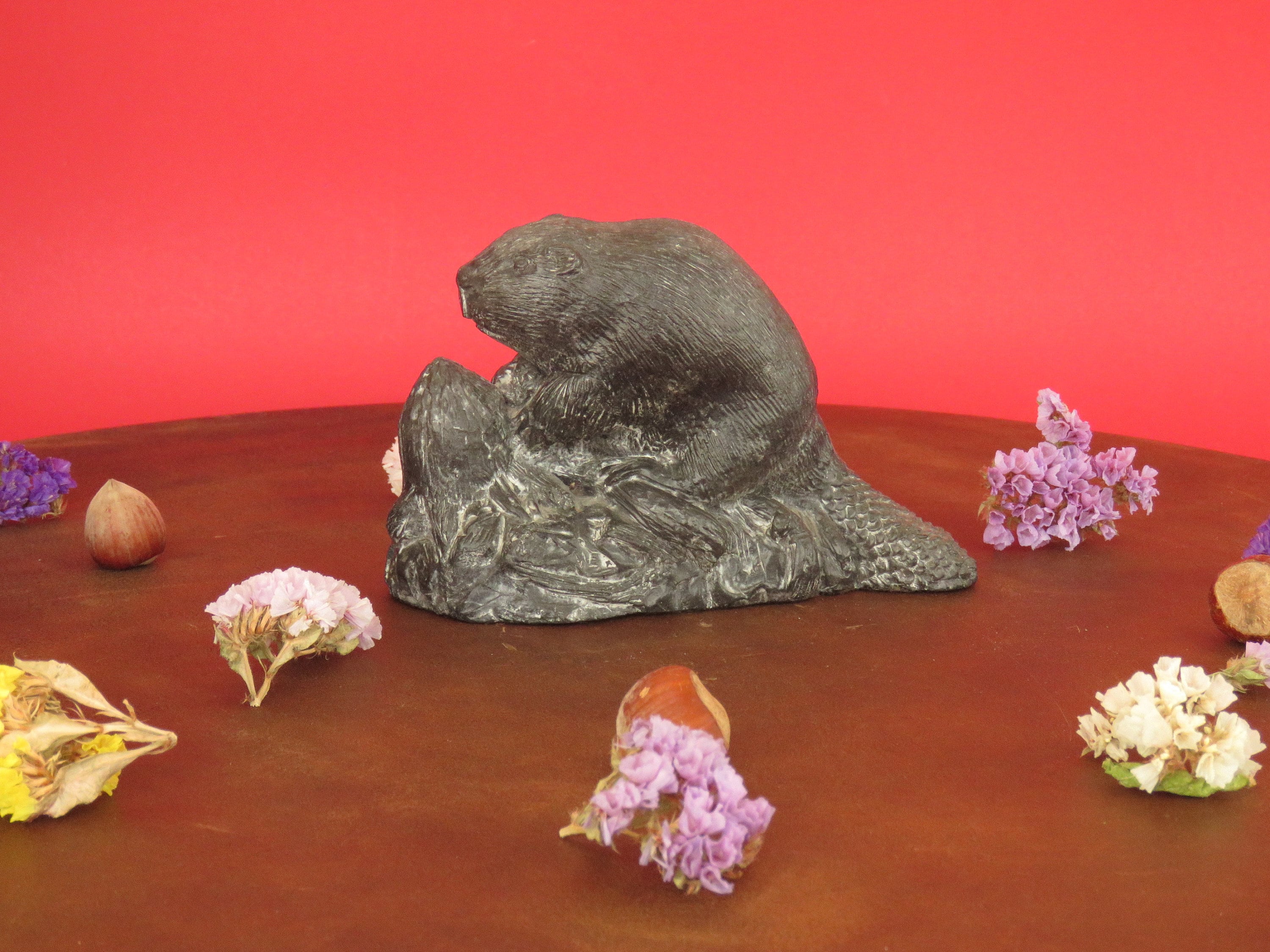 Vintage Original Wolf Sculptures Canada Beaver Grey Soapstone Etsy