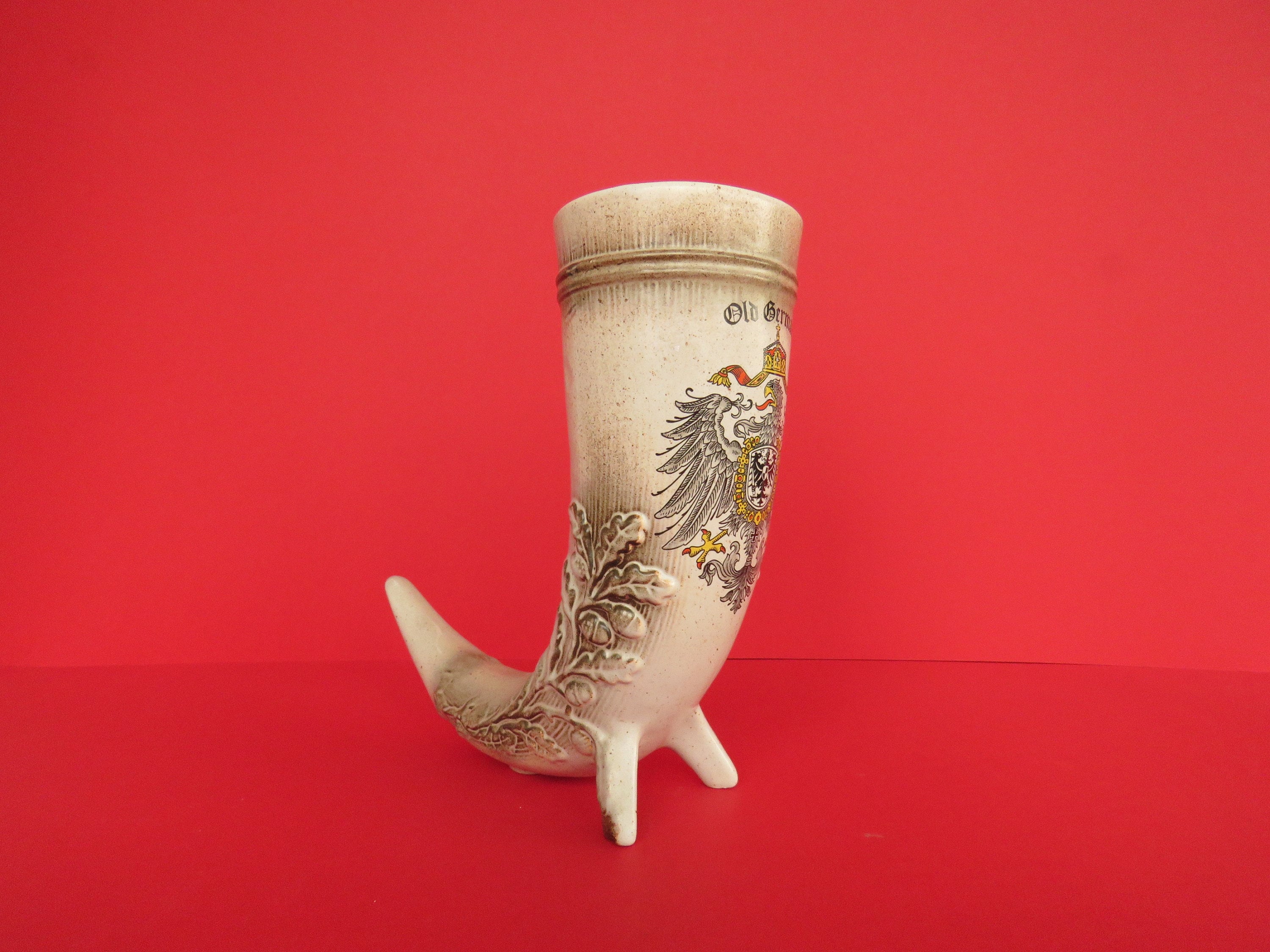 ⛰GlasFliesenmalerei 【Kätzchen】von M.Horn Vintage Ceramic Drinking Horn Old Germany - Etsy