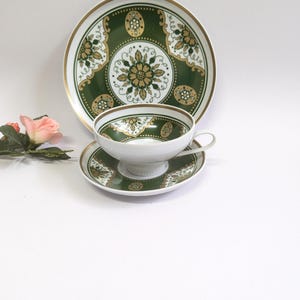 Vintage teacup, saucer, and dessert plate set by Lettin Weisswasser, Germany, from the 1970s to the 1990s