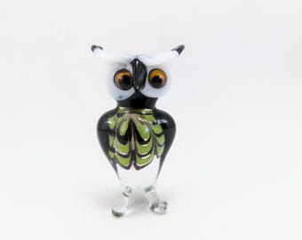 ヴィンテージのムラーノガラスのフクロウの置物：ミッドセンチュリーの