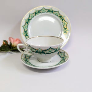 Vintage teacup, saucer, and dessert plate set by Lettin, Germany, from the 1970s to the 1990s