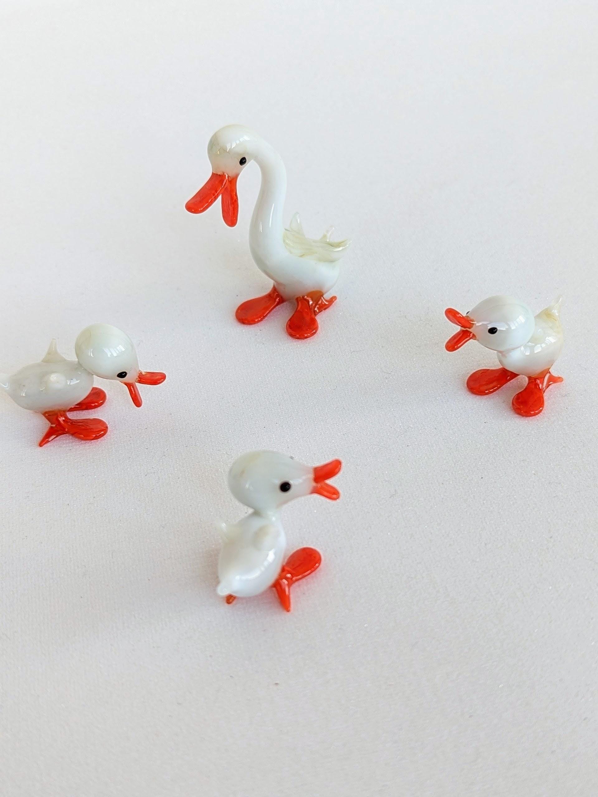 Charming Vintage Set of Hand-blown Murano Glass Mother Ducks With