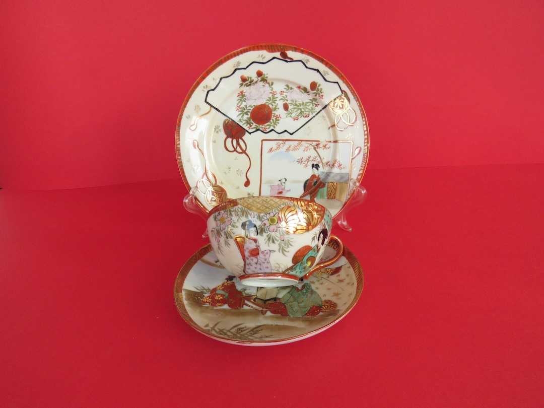 Vintage Japanese Kutani Porcelain Tea Set. Etsy