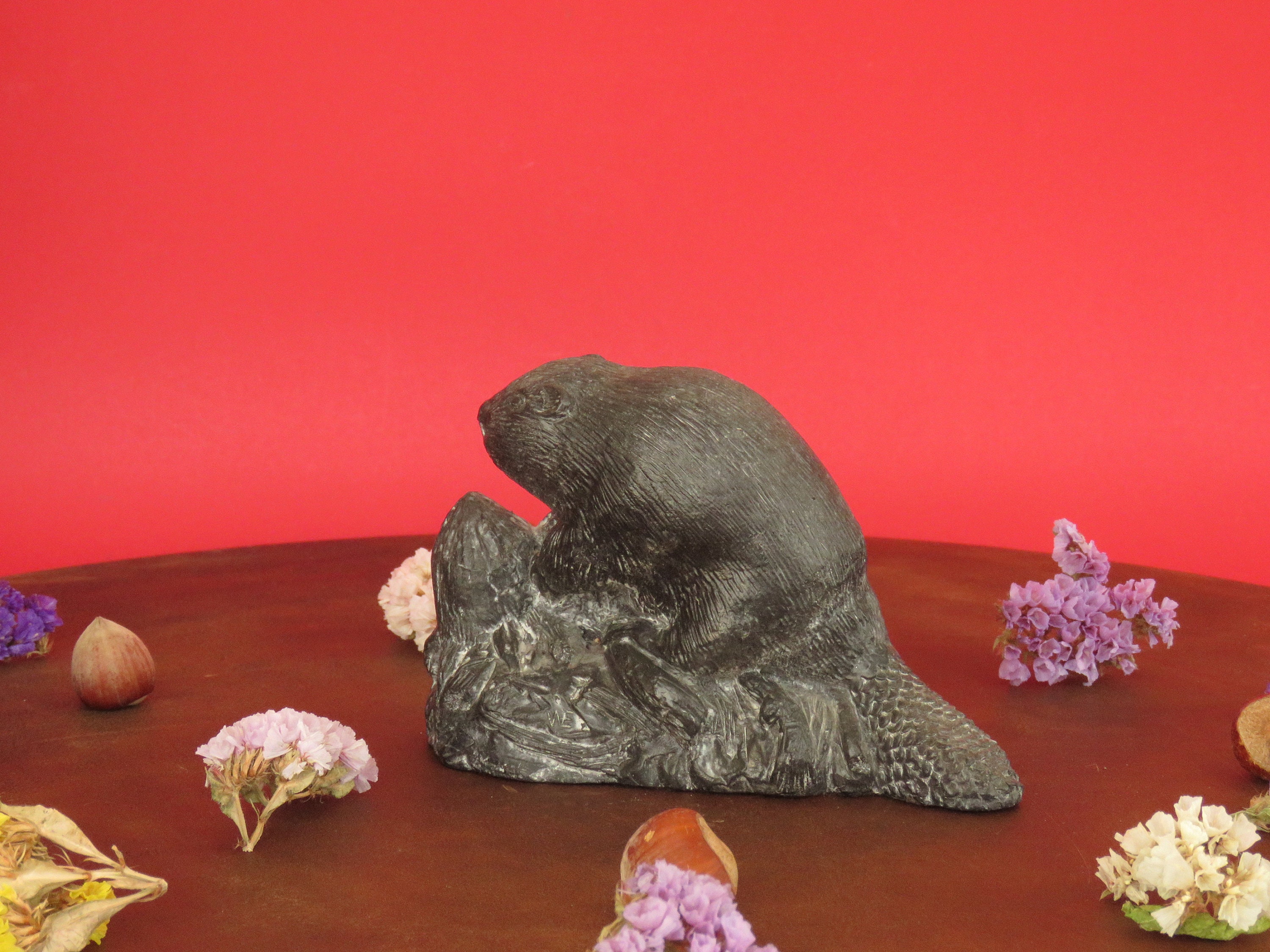 Vintage Original Wolf Sculptures Canada Beaver Grey Soapstone Etsy