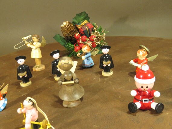 ドイツ製の魅力的なヴィンテージ木製クリスマスオーナメント