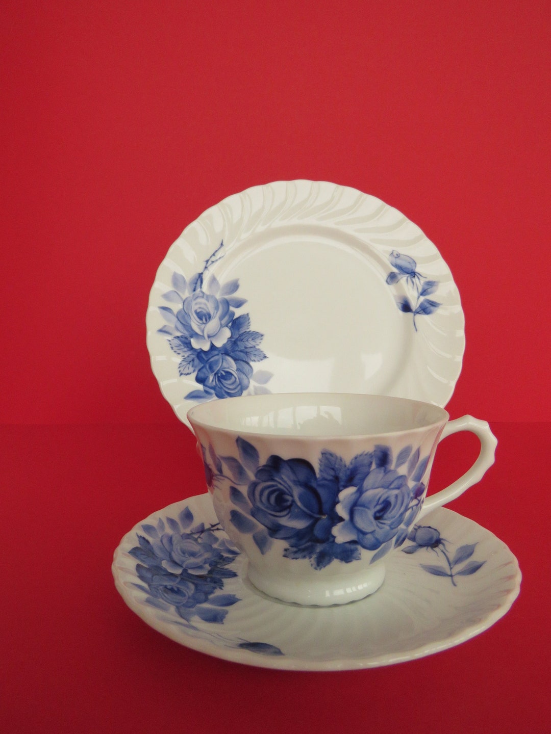 Lovely Japanese Nippon Porcelain Tea Set With Blue Roses Etsy