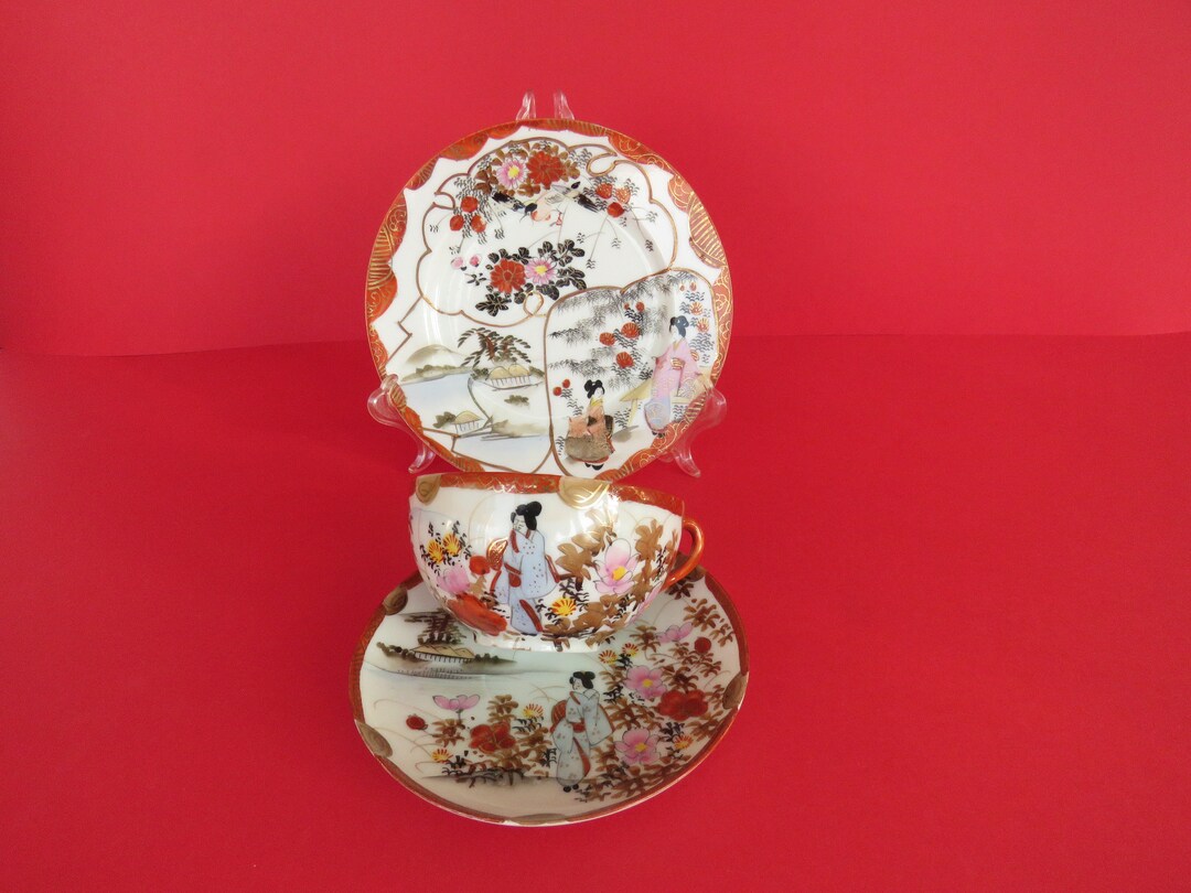 Vintage Japanese Kutani Porcelain Tea Set 1960s Etsy