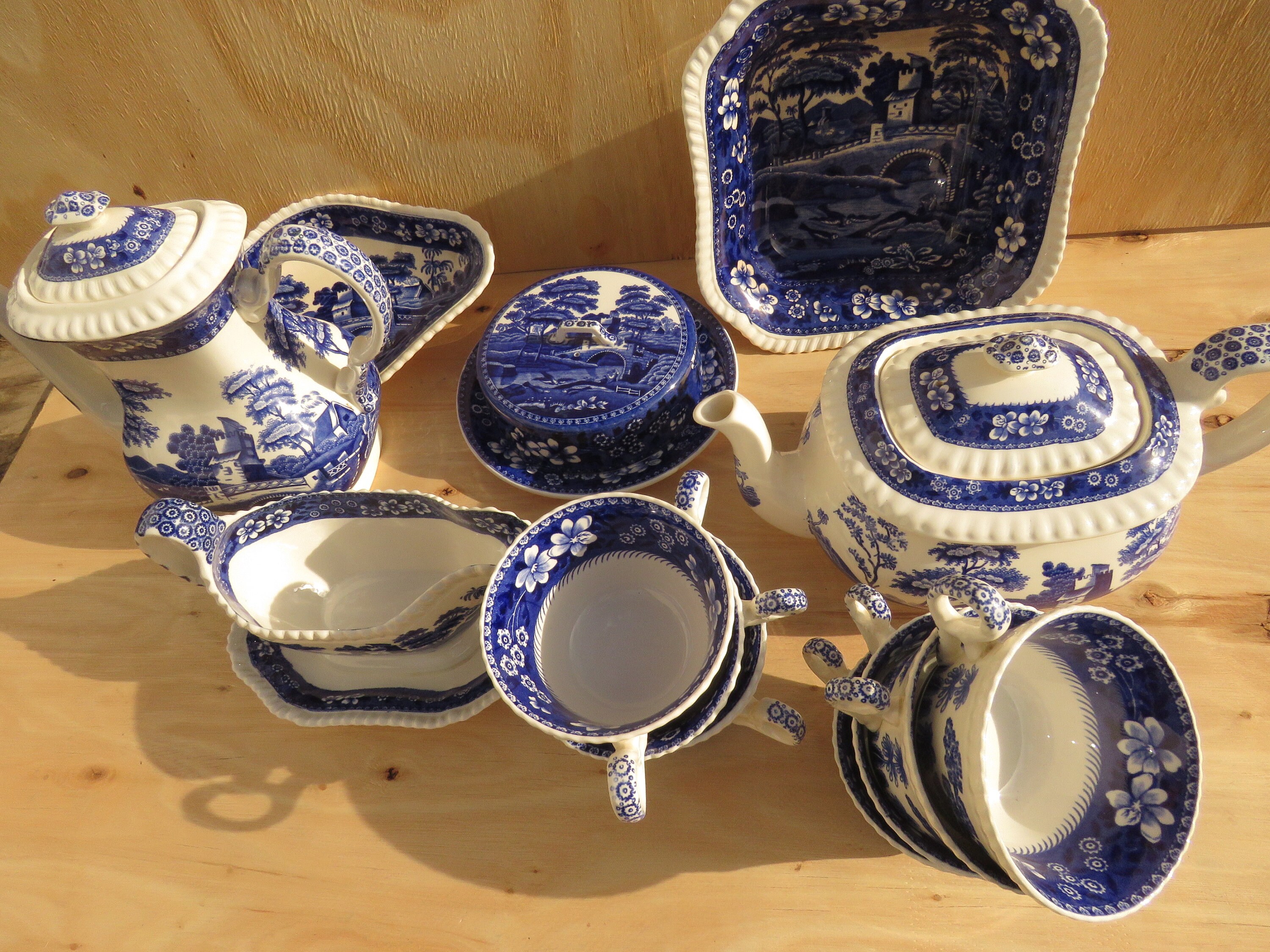 Antique Copeland Spode Blue Tower Pattern Blue and White Ironstone Blue