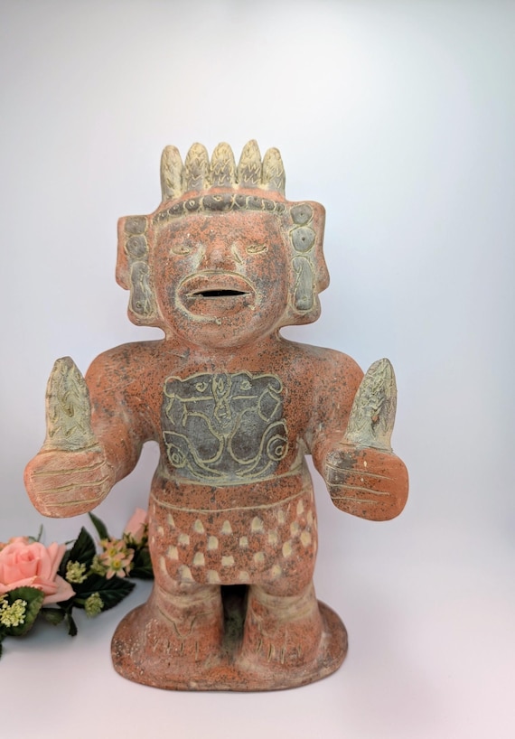 Vintage Aztec Corn God Statue – “god of Maize” Ceramic Figurine