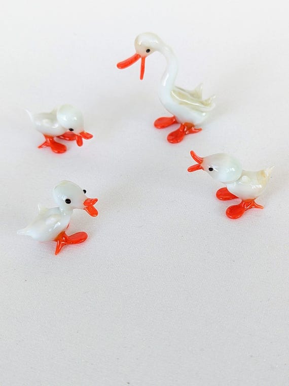 Charming Vintage Set of Hand-blown Murano Glass Mother Ducks With
