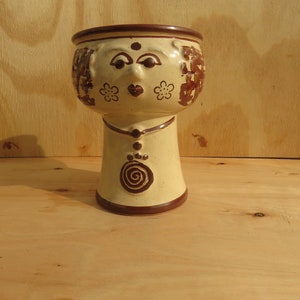 Vintage keramische vaas van VEB Haldensleben, jaren &#39;70 Fancy Woman Planter, Uniek Duitsland Aardewerk
