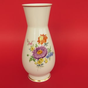 Vintage mid-century Meissen Vase,Handgemalte Porzellan Meissen Vase,Blumen Motive Meissen Vase