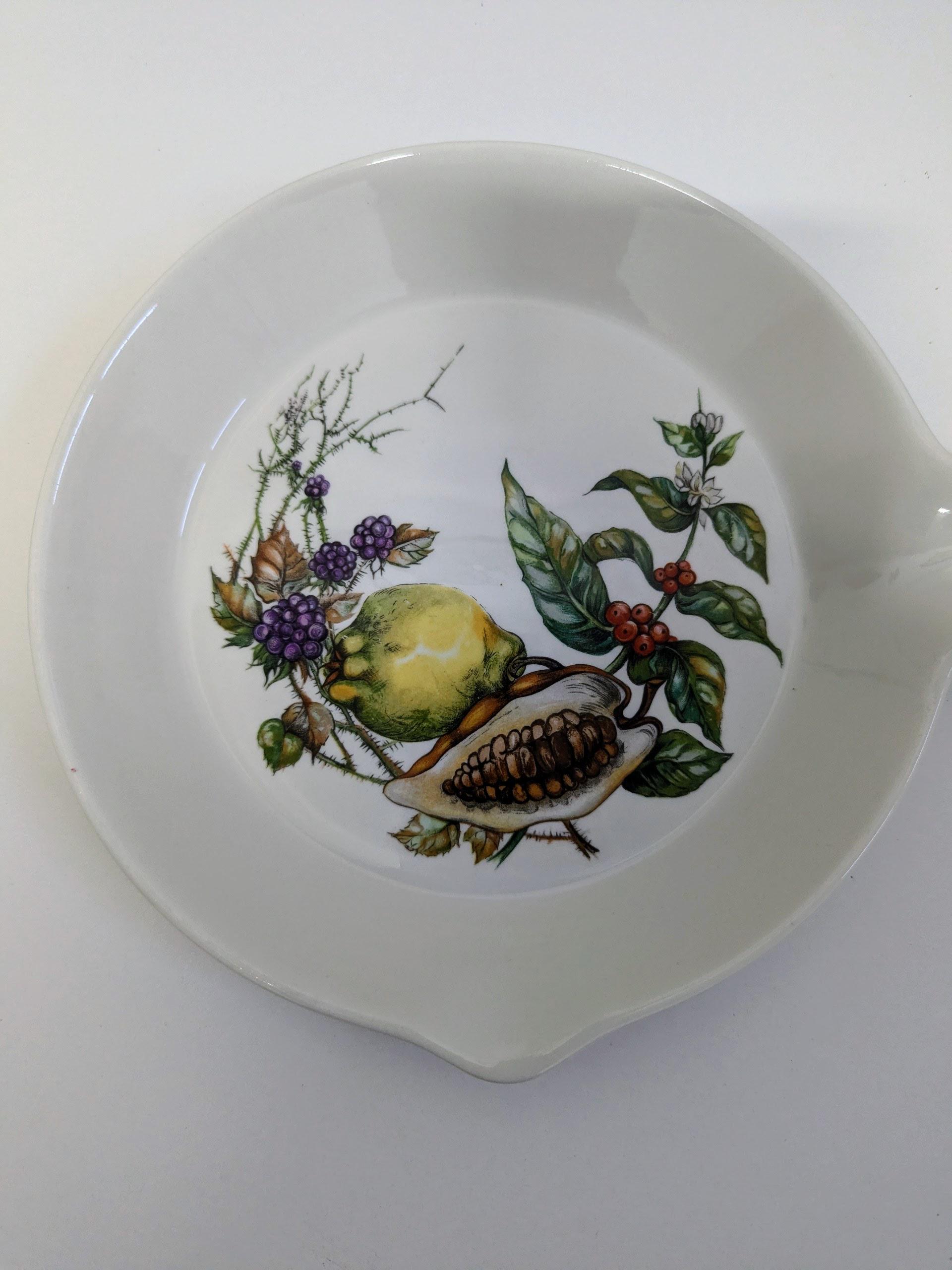 Vintage Villeroy and Boch Porcelain Skillet – Botanical Fruit and