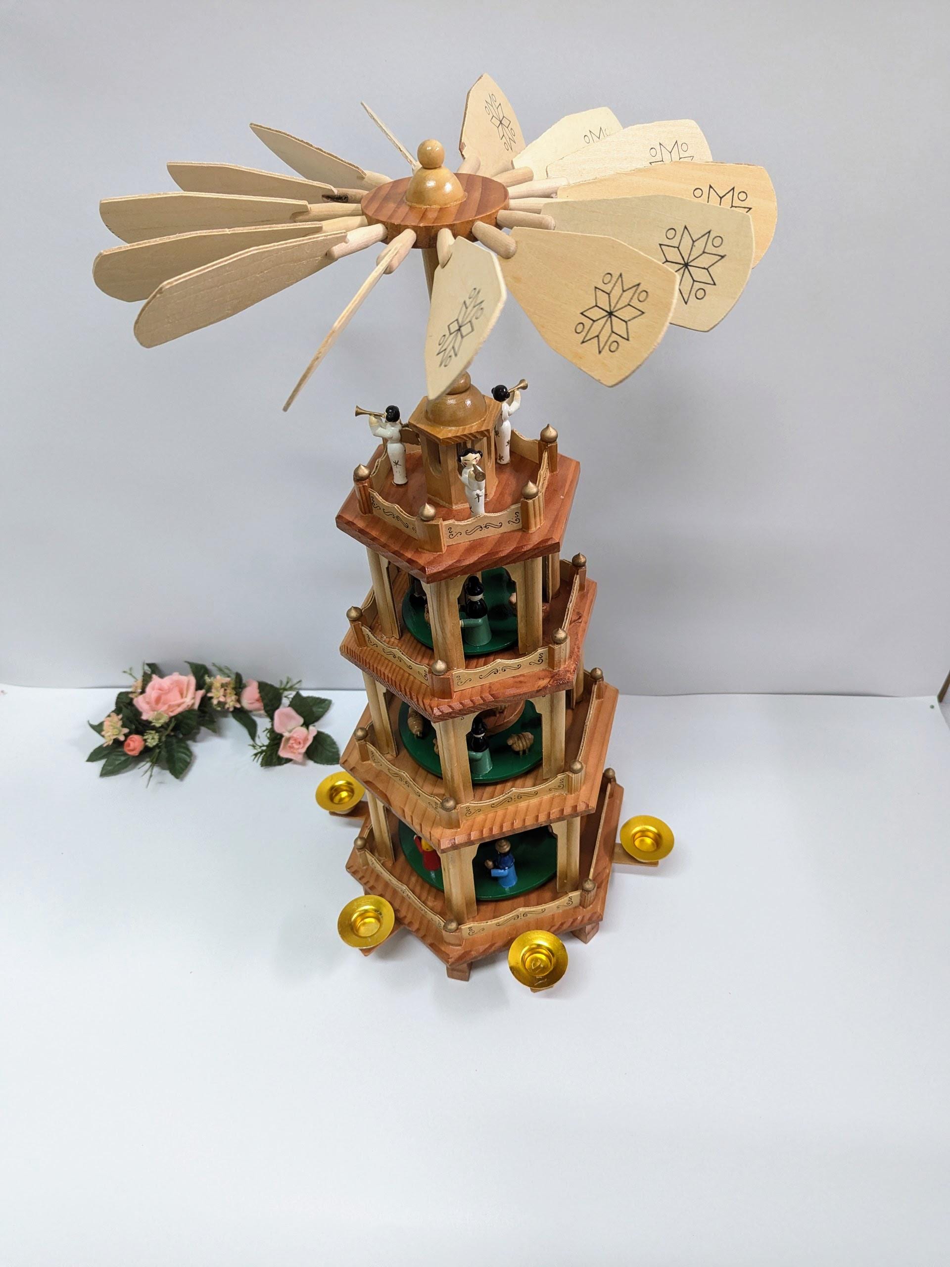 Vintage 4-tier German Christmas Pyramid – Hand-carved Wooden