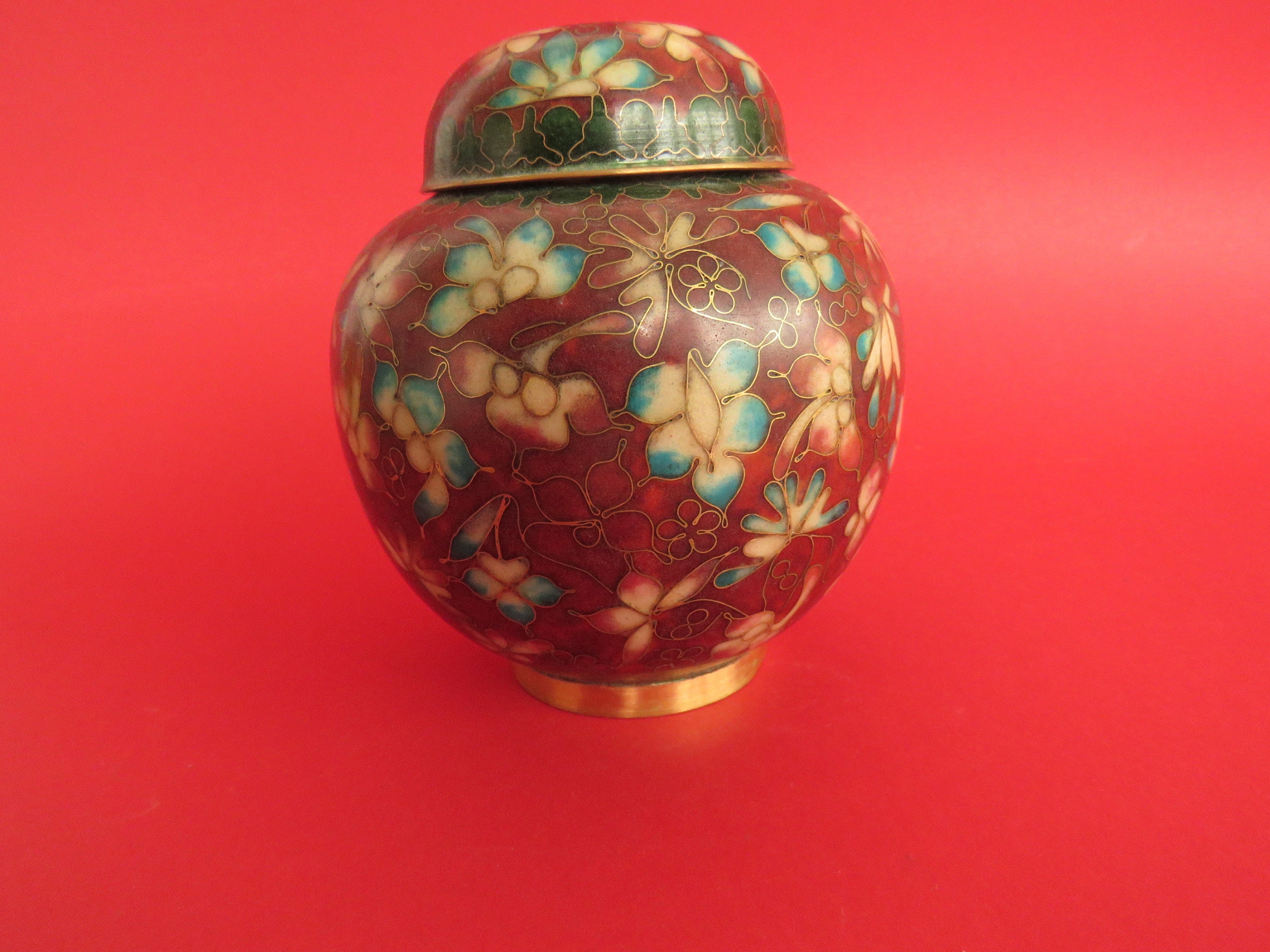 Vintage Cloisonne Ginger Jarfloral Decorativ Cloisonne Urn Etsy