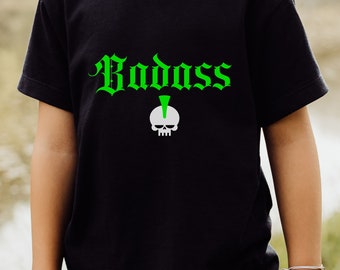 Badass Punk Skull Kids T-shirt, Heavy Metal Youth Tee