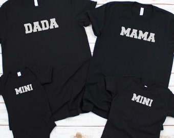 Matching Family T-Shirts, Mom Dad Baby Outfit, Black Cotton Tees