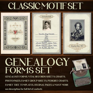 Editable Genealogy Forms: Classic Parchment Family History (PDF)