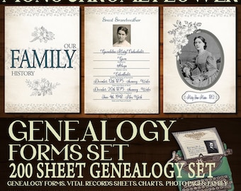 Our ANCESTORS - 200+ EDITABLE genealogy forms make this genealogy template ideal to document your genealogy research as genealogy gifts
