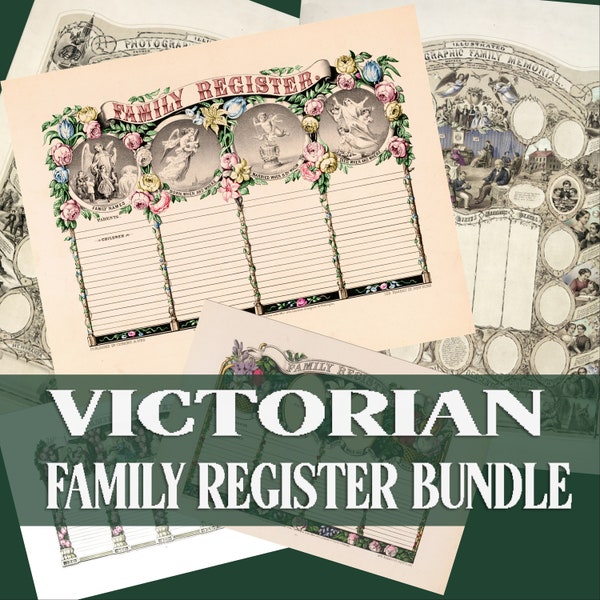 VICTORIAN FAMILY REGISTER - Blankoformen, restauriert und fertig zum Drucken