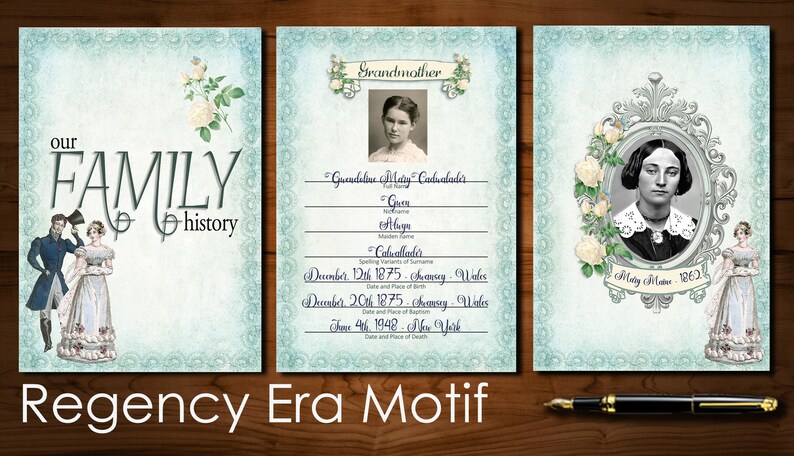 REGENCY Motif Genealogy Forms Set - 200+ EDITABLE Forms Make This the ...