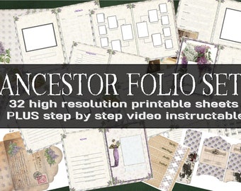 ANCESTOR FOLIO Set - PRINTABLE pack plus Video Instructions