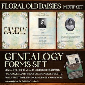 Vintage Daisy Genealogy Forms: 200+ Editable Templates (PDF)
