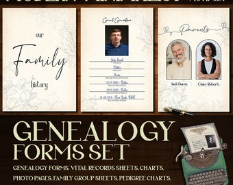Minimalist Genealogy Forms: Editable Family History Kit (PDF)