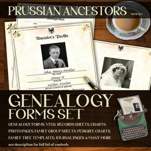 Our PRUSSIAN ANCESTORS- +160 genealogy forms, make this genealogy template ideal to document your genealogy research as genealogy gifts
