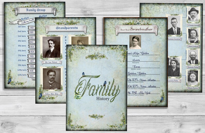 Editable Genealogy Forms: Vintage Family History Kit (PDF) - Etsy