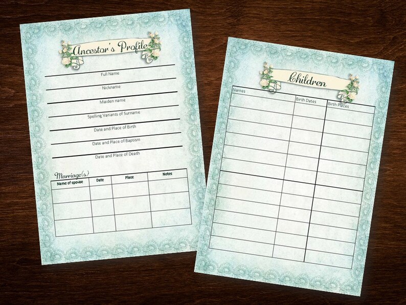 REGENCY Motif Genealogy Forms Set - 200+ EDITABLE Forms Make This the ...