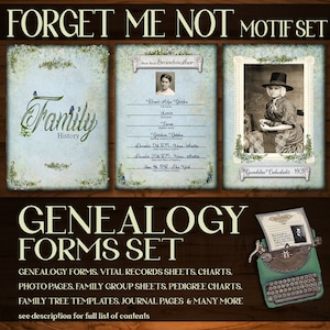 Editable Genealogy Forms: Vintage Family History Kit (PDF)