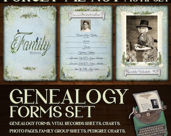 Editable Genealogy Forms: Vintage Family History Kit (PDF)