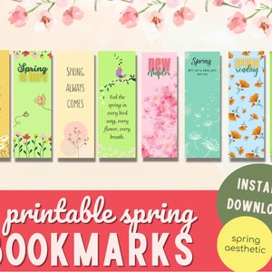 Spring Bookmarks, Printable Bookmarks, Digital Bookmarks, Bookmarks ...