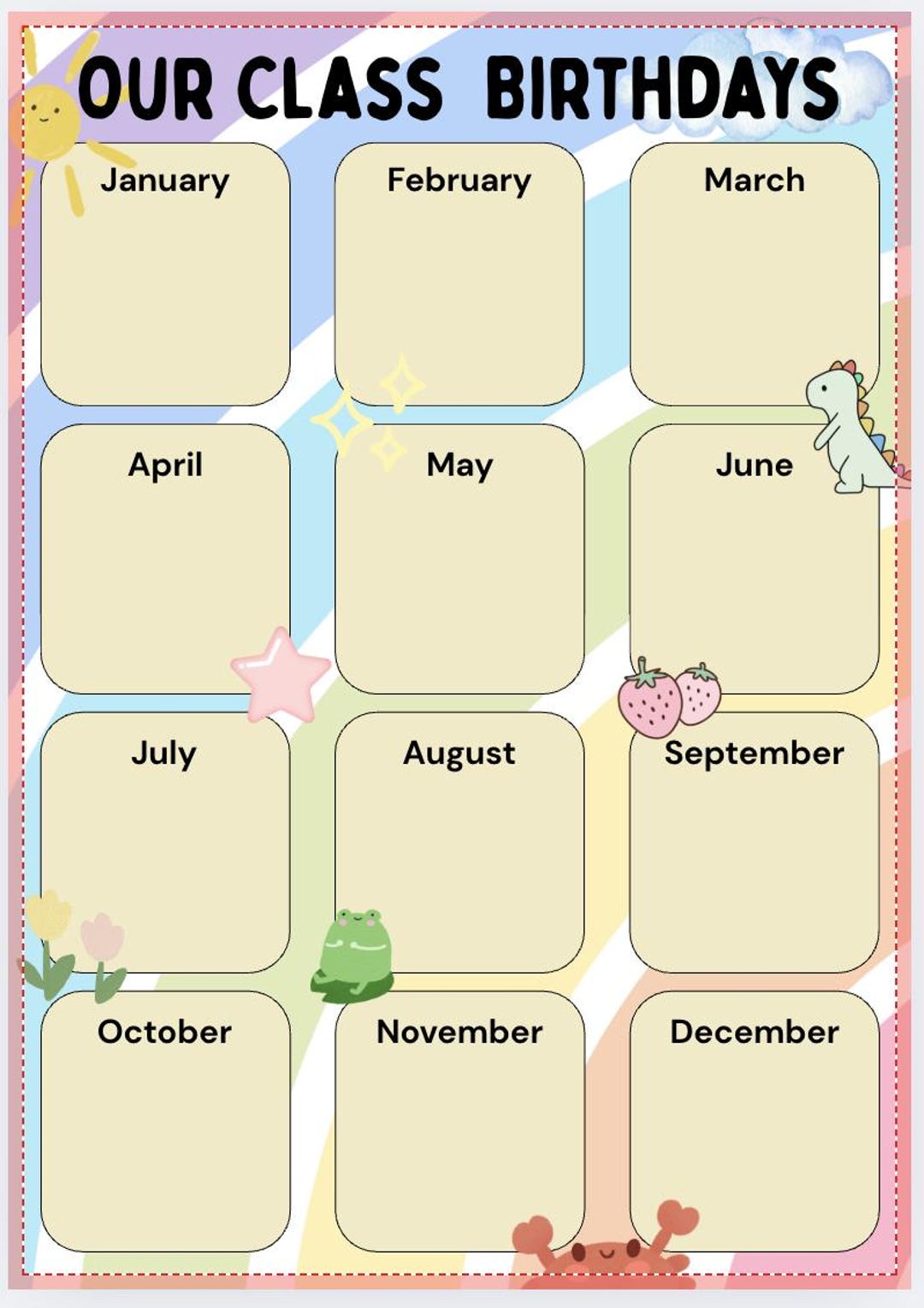Editable Class Birthdays Chart | Digital Classroom Display | Student ...