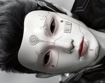 Máscara masculina mecánica hecha a mano, disfraz de fiesta de personaje Hanfu antiguo para adultos