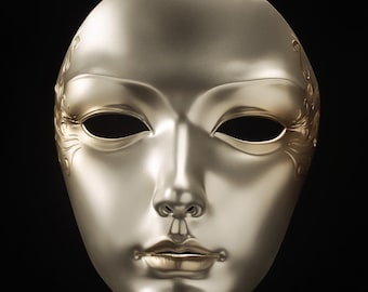 Máscara de oro de cara completa hecha a mano regalo hecho a mano adulto pintado a mano