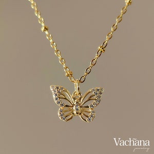 Butterfly Cubic Zirconia Beaded Necklace