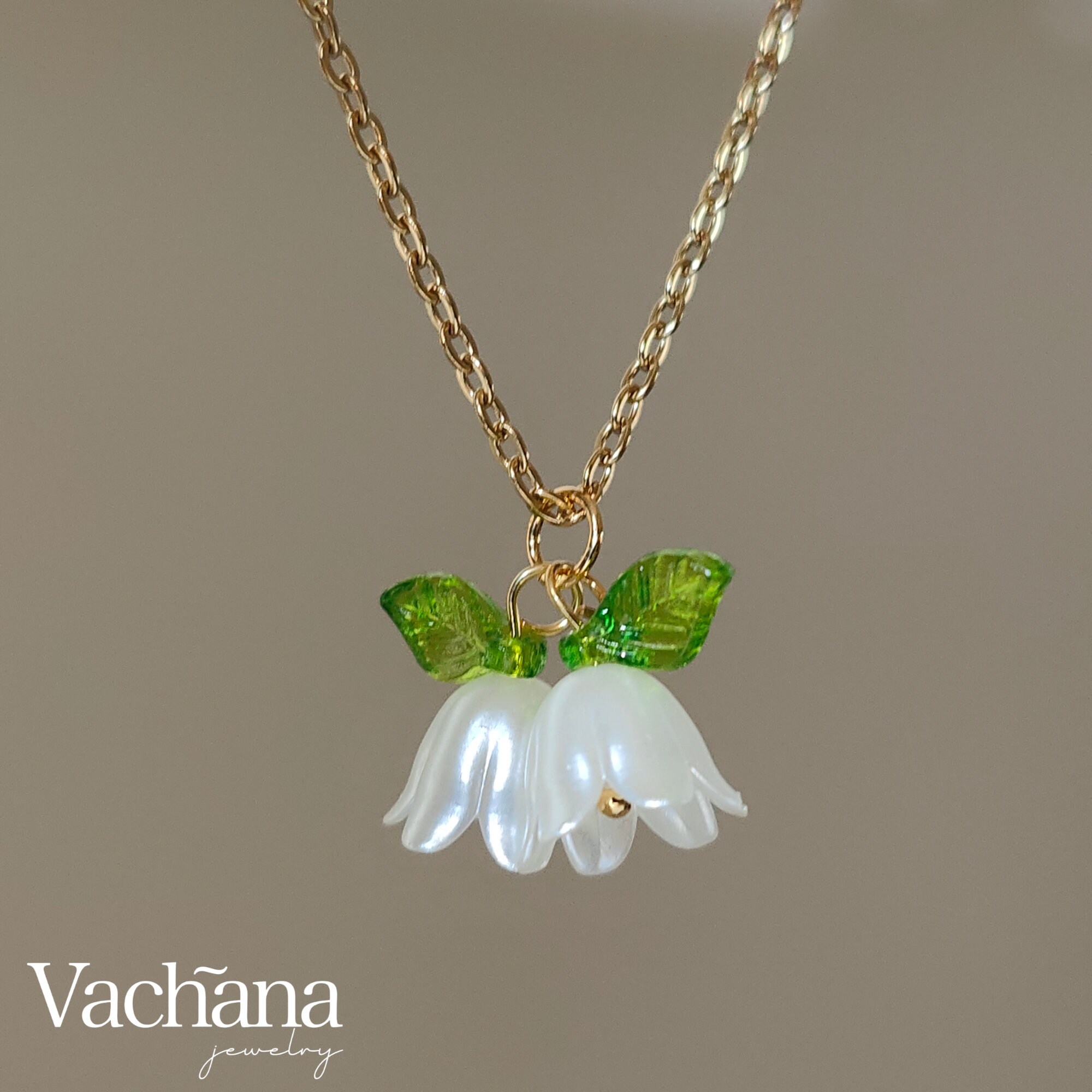 White Acrylic Lily of the Valley Necklace