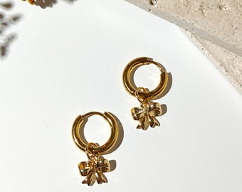 Cute Bowknot Hoop Earrings - 18k Gold Plated Jewellery, Hoop Earrings