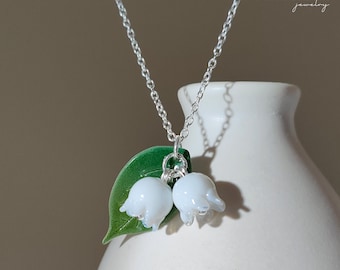 Vachana - Sterling Silver 925 White Lily of the Valley Necklace (Lily-001)