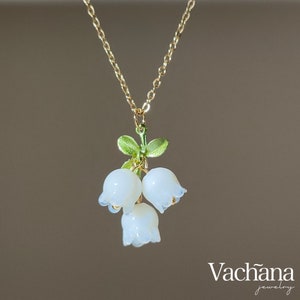 White Glass Lily of the Valley Necklace