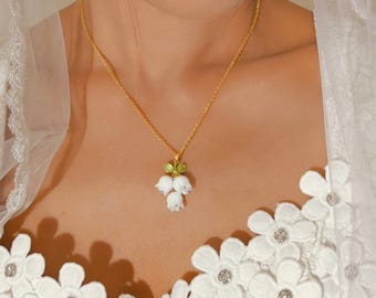 Vachana - White Lily of the Valley Necklace (Base Metal Stainless Steel)