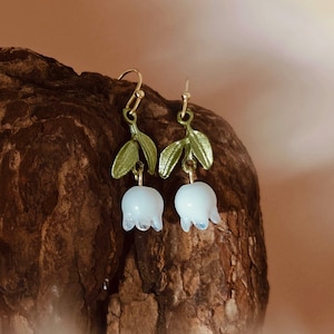 Vachana - White Lily of The Valley Dangle Earrings (Base Metal Stainless Steel)
