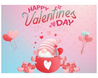 Cup O’Gnome Valentine’s Day Notecards with Envelopes - FIVE Pack - 5”x7” - Blank Backs