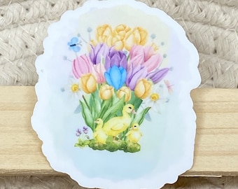 Spring Feeling 2” Vinyl Sticker - Tulips - Duckies
