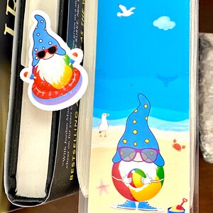 Summertime Gnome Set - Laminated Bookmark and Vinyl Sticker