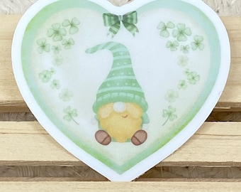 Irish Heart Gnome 2” Vinyl Sticker - Shamrocks - Lucky - St. Patrick’s Day
