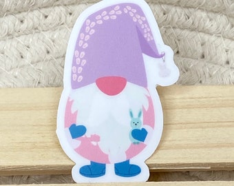 Easter Gnome with Bunnies 2” Vinyl Sticker - Basket Filler - Cute