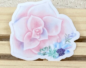 Soft Watercolor Pastel Succulents Vinyl Sticker - 2”